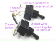 photo showing wiring of an Oster A5/76 2 speed switch