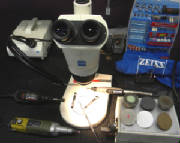 Photo of my surgical instrument microscope workstation